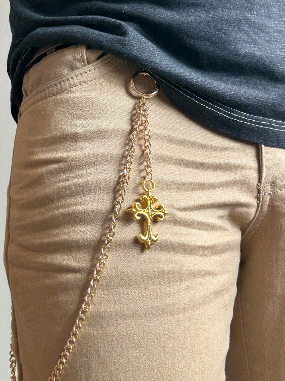 Golden Cross Pants Wallet Chain-Biker Trucker Keychain 26’’ Hip Hop Unisex